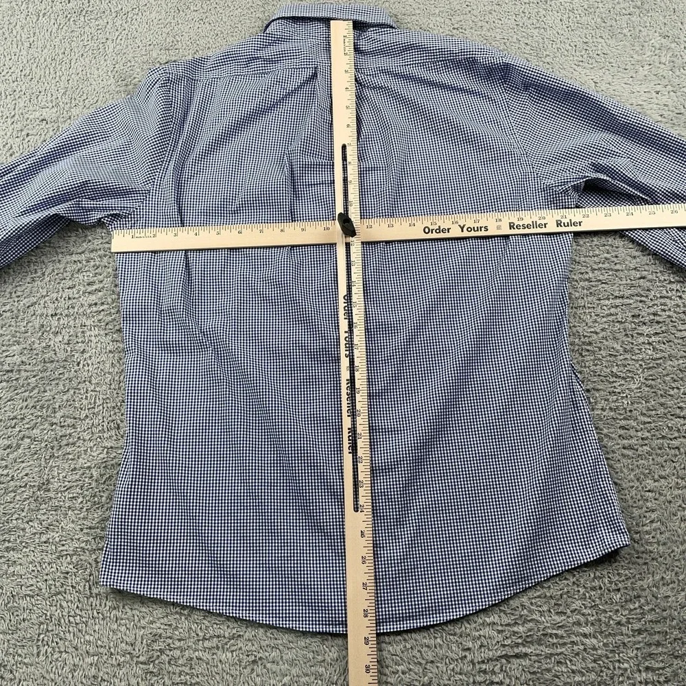 Brooks Brothers Shirt Mens Medium Blue Check Regent Fit Stretch Button Down